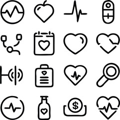 Cardiovascular Disease Icons Vector Art