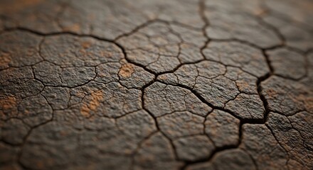 Obraz premium Cracked Earth Texture Dark Brown Tones Close Up. AI Generated