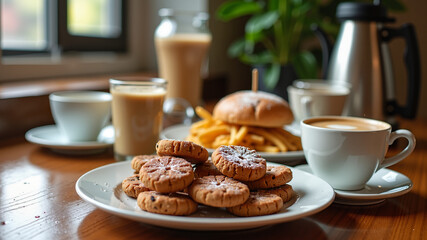 Various coffee break options on the table