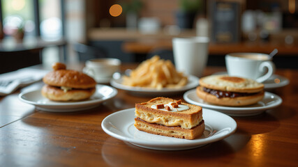 Various coffee break options on the table