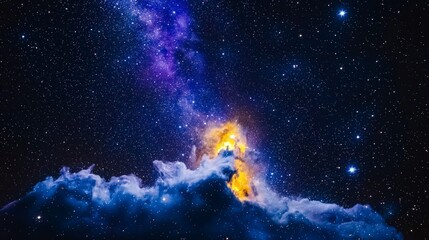 Fototapeta premium Cosmic Nebula Vibrant Hues of Celestial Fire and Stardust