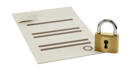 Isolated Contract Document with Padlock