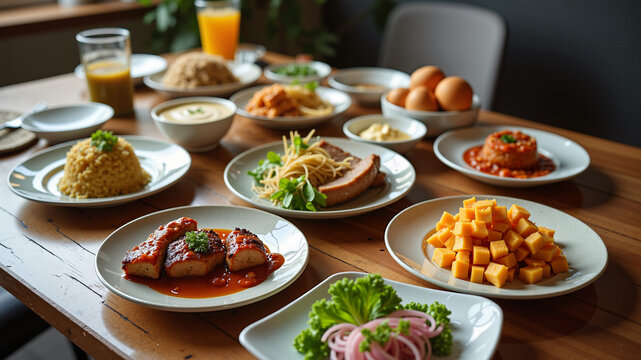 Various dinner options on the table