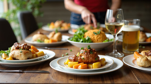 Various dinner options on the table