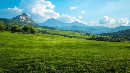 Fototapeta premium Serene Mountain Meadow Landscape Breathtaking Nature Photography