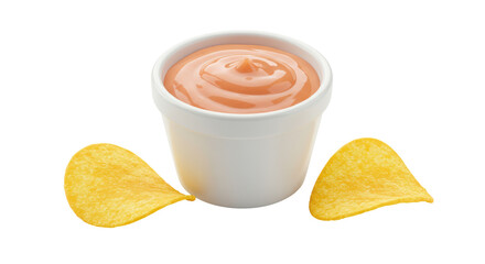 Isolated Potato Chips and Dip