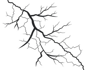 Cracked earth effect, detailed fracture pattern on a white backdrop.