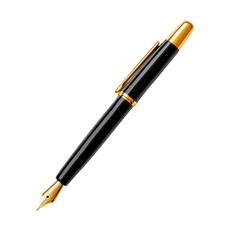 Naklejka premium Luxury fountain pen with gold accents on a transparent background.