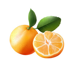 Fresh mandarin fruit isolated on a transparent background showcasing its vibrant color and juicy interior, Mandarin fruit transparent isolated on trransparent