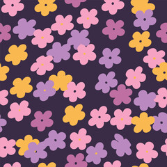 Pastel Floral Scatter Pattern. Seasonal texture, perfect for textile, wrapping paper or print designs.