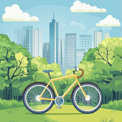 Naklejka premium Bicycle and Green City - Promoting Sustainable Transportation on World Bicycle Day