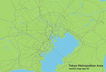 日本の首都圏のシンプルな緑色のロードマップ
