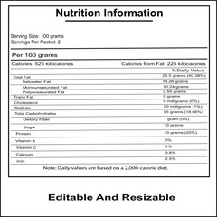 Nutrition Facts, Nutrition facts label, supplements facts, Nutrition Label