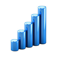 3D blue bars representing growth or success in a modern design. transparent background.