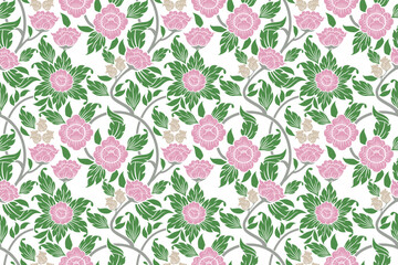 seamless floral pattern in damask style motifs suitable for wallpaper, cloth, textile, tile, curtain, blanket and fabric design isolated illustration vector archive EPS file.