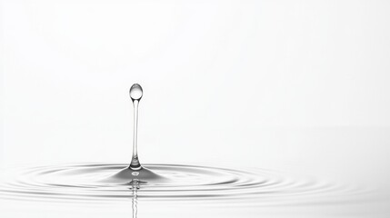 Water droplet creating ripples on a calm surface during a still moment in a bright setting