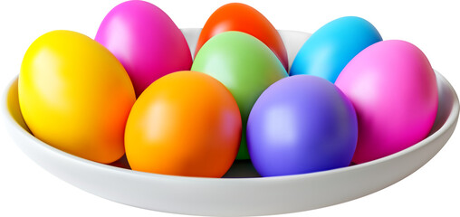 3d colorful easter eggs in plate