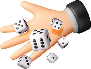 3D Hand throwing dice
