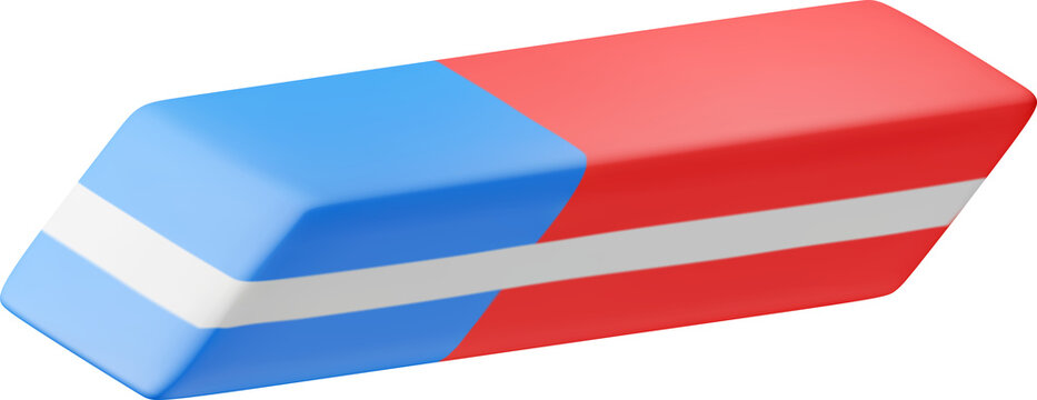 3D blue red rubber eraser
