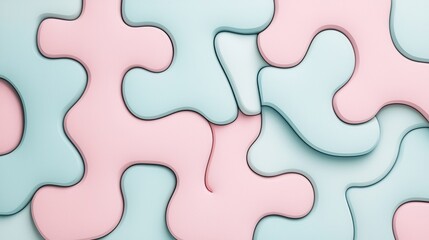 Obraz premium Abstract Colorful Puzzle Shapes in Soft Pastel Shades