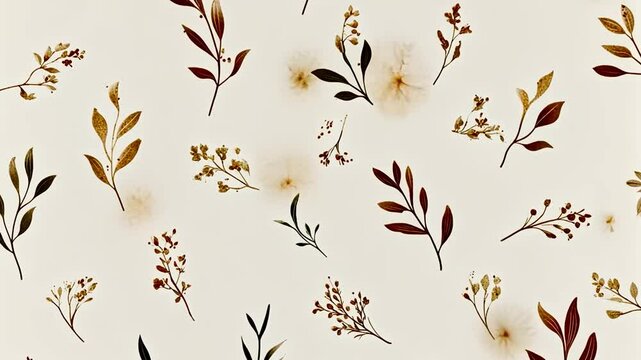 Beige floral pattern background, autumn leaves, speckled texture, website design