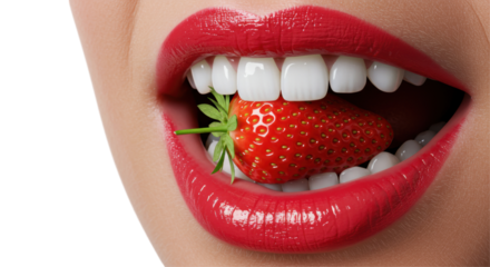 Isolated Lips with Strawberry