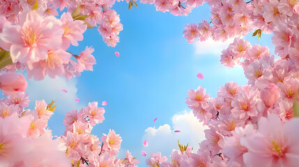 Fototapeta premium Breathtaking Expanse of Soft Pink Cherry Blossoms Against Sky