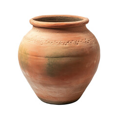 Traditional clay pot displayed against a transparent background showcasing natural earthy tones and unique textures in a simple composition, Old clay pot on a transparent background