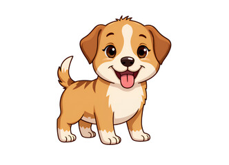 Cartoon Dog Puppy with Tongue Out Transparent Background.