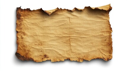 Fototapeta premium Rustic grunge style aged paper texture with burnt edges isolated on transparent background