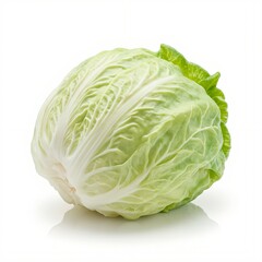 Fototapeta premium Whole cabbage, spherical, light green leaves.