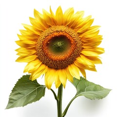 Obraz premium Vibrant Yellow Sunflower Blooming Isolated on White Background A Perfect Summer Flower Image
