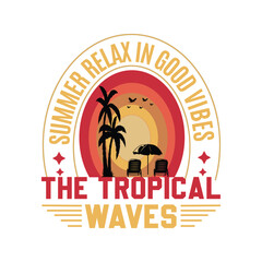 tropical summer waves t shirt design
