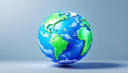 Globe Earth Model with Green Continents and Blue Oceans Display