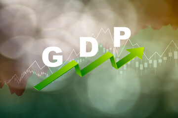 Financial gdp growth strategic plan concept. Portfolio diversification management. Business research fun return, tax profit earnings, dividend potential. Rich man touch investment stock market icon