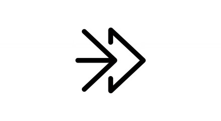 Advancing Arrow Icon in Black Outline Pointing Right Direction