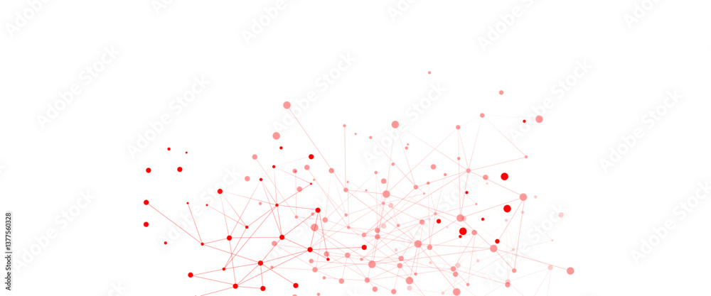 Aufkleber Vector white background with red lines and dots.