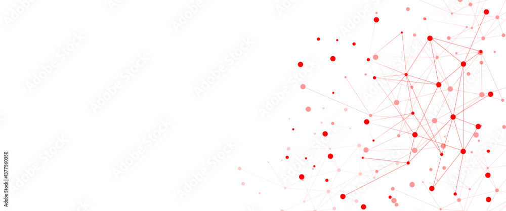 Poster Vector white background with red lines and dots.