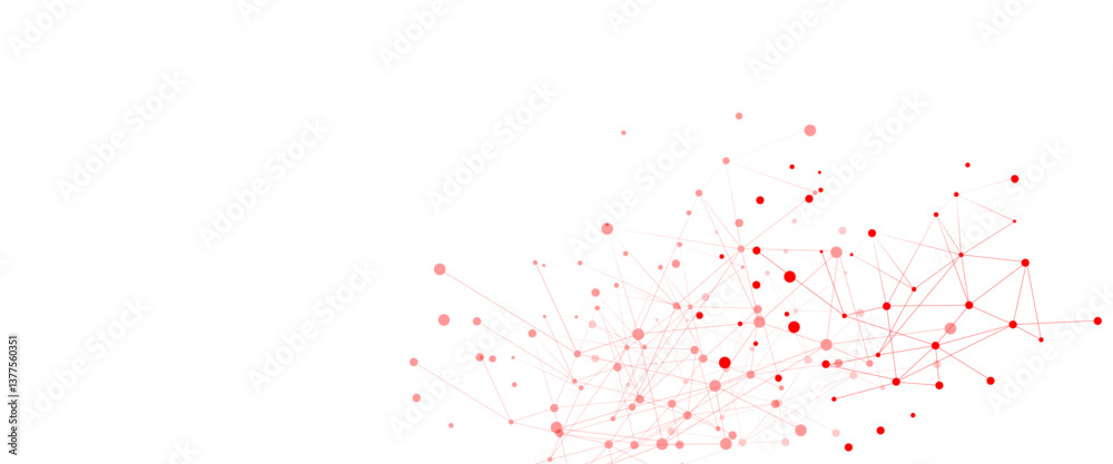 Fototapete Vector Connect link background. global network technology concept. Digital technology futuristic internet network speed connection red background.