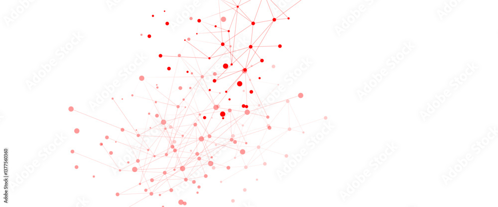 Fototapete Vector Connect link background. global network technology concept. Digital technology futuristic internet network speed connection red background.