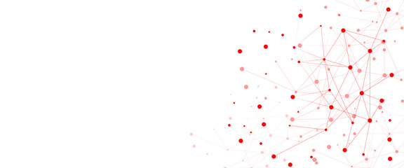 Vector white background with red lines and dots.