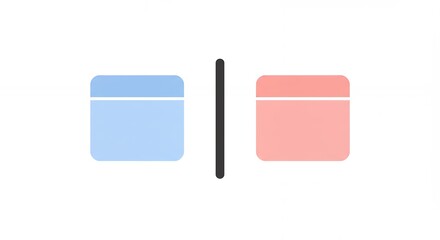 Comparing Blue and Pink Box Icons with Central Vertical Divider Graphic