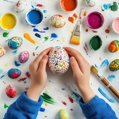 Artistic Arrangement of Painted Easter Eggs