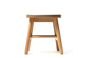 Fototapeta premium Close-up of a wooden stool on a white background. 