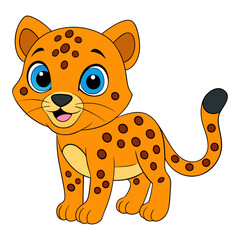 Funny Cheetah Vector Illustration, Cartoon Clipart, and Line Art Design on White Background, Funny cheetah vector illustration, cartoon clipart, and line art design on white background.