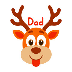 Cute Reindeer Family Christmas Clipart with Dad Typography Adorable Vector Illustration