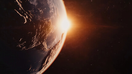 Obraz premium Earth at Sunrise in Space 