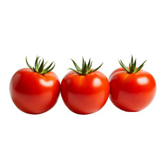 Three Red Tomatoes, Fresh Produce, Transparent Background.