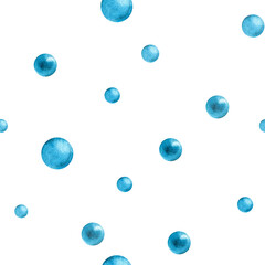 seamless marine theme pattern with water bubbles, watercolor illustration for design, packaging, textiles, stationery