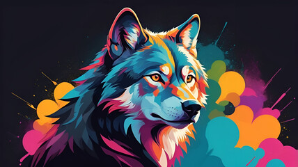Colourful wolf art 